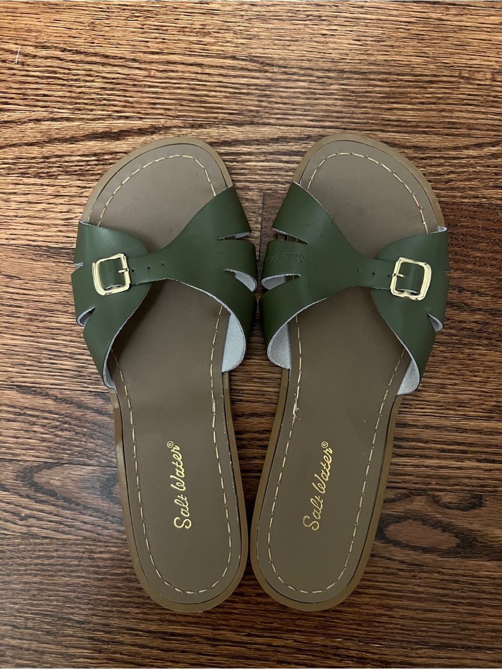 Olive Green Salt Water Buckle Slide Sandals - Women's
